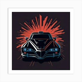 Car Red Artwork Of Graphic Design Flat (54) Art Print