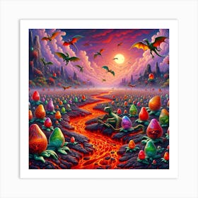 Lava Desert Dragons Art Print