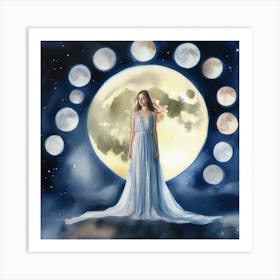 Woman In The Moonlight Art Print