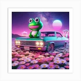 Frog On A Car 1 Art Print