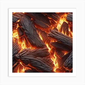 Fire Burning Logs 1 Art Print