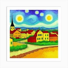 Rustic Dreams: A Peaceful Escape Starry Night Art Print