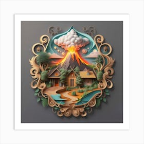 House Of The Volcano paper Art Art Print