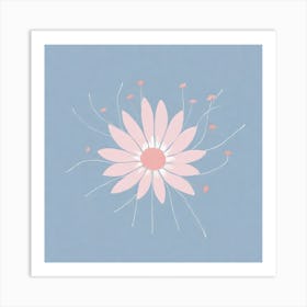 A White And Pink Flower In Minimalist Style Square Composition 704 Art Print