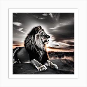 Lion At Sunset 8 Art Print
