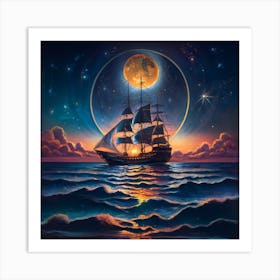 On The Tranquil Surface Of The Ocean In The Dept Art Print