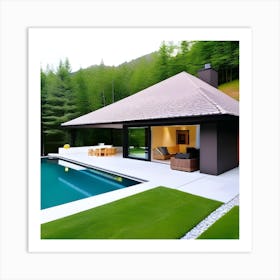 Modern House With Swimming Pool Art Print