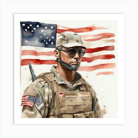 Default Create A Simple Watercolor Of A Soldier With America F 0 Art Print