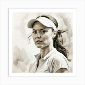 Chalk Painting Of A Tennis Player Art Print