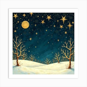 Winter Night Sky Art Print