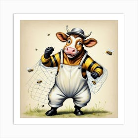 Beekeeper Cow Art Print