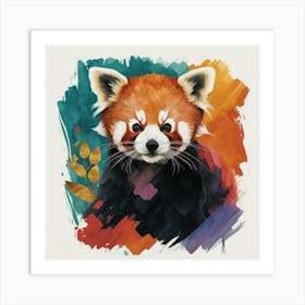 Red Panda abstract art with multi colors Art Print