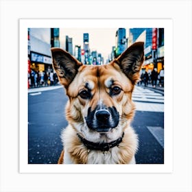 Dog In Tokyo Art Print