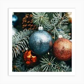 Christmas Ornaments On A Christmas Tree 1 Art Print