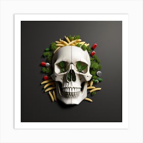 Skull Covered With Food And Vegetables Art Print