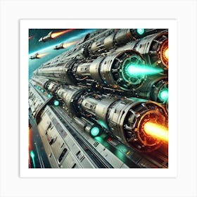 A Close Up Futuristic Sci Fi Depiction Focusing On Missile Systems Art Print