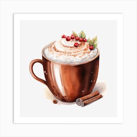 Coffee Cup With Whipped Cream And Cinnamon Art Print