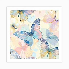 Watercolor Butterflies Seamless Pattern 1 Art Print