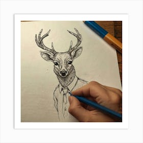 Deer Drawing 22 Art Print