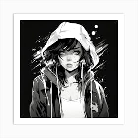 Girl In Hoodie Art Print