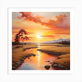 Sunset River Art Print