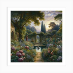 Garden At Dusk 2 Art Print