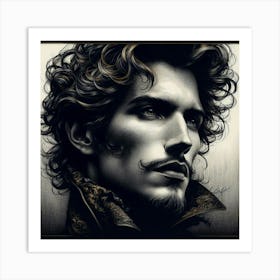 Portrait Of A Man With Curly Hair Art Print