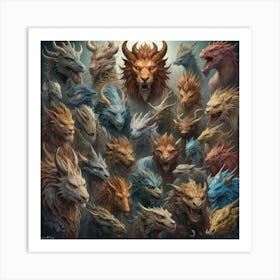 Dragons paintings art print Art Print