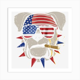 American Bulldog Us Flag Art Print