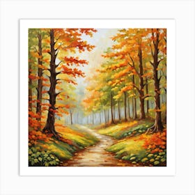 Forest In Autumn In Minimalist Style Square Composition 348 Art Print