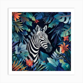 Zebra In The Jungle 8 Art Print