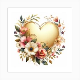 Golden heart Art Print