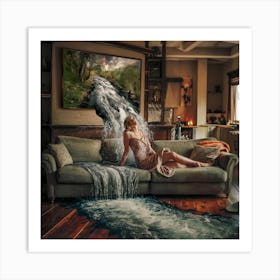 Woman Sitting On A Couch Art Print