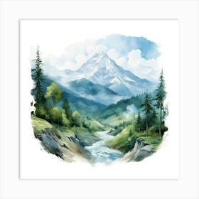 Watercolor Landscape Painting 2 Art Print