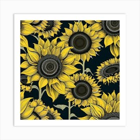 Sunflower pattern Art Print