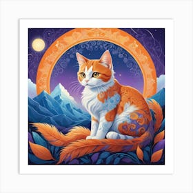 Cat In The Moonlight 2 Art Print