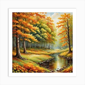 Forest In Autumn In Minimalist Style Square Composition 21 Art Print