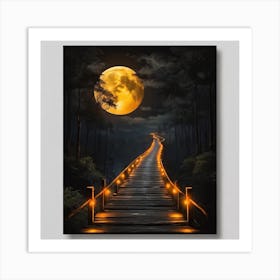 Full Moon Bridge Art Print