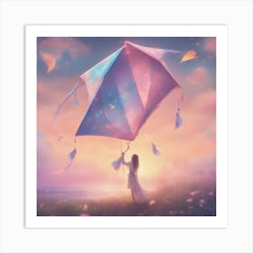 Dreamy Portrait Of A Cute Kite In Magical Scenery, Pastel Aesthetic, Surreal Art, Hd, Fantasy, Fairy Art Print