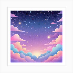 Sky With Twinkling Stars In Pastel Colors Square Composition 250 Art Print