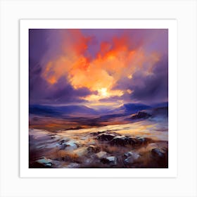 Abstract Colorful Landscape Storm Cloud Sunset Art Print