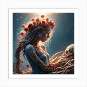 Girl With A Skeleton Art Print