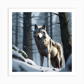 Wolf In The Woods 65 Art Print