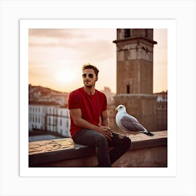 Man With Seagull Art Print