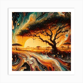 The African Savanah Creative Float Color Painting Art Print