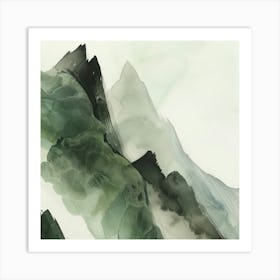 Japanese Watercolour Of Mount Daisen 3 Art Print