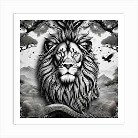 Lion In The Forest 43 Art Print