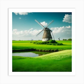 Windmills In The Countryside Art Print