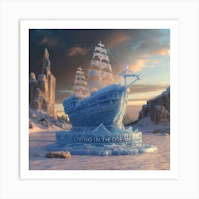 Beautiful ice sculpture in the shape of a sailing ship 19 Art Print