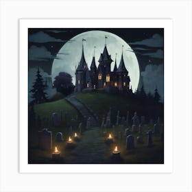 spooky castle 1 Art Print